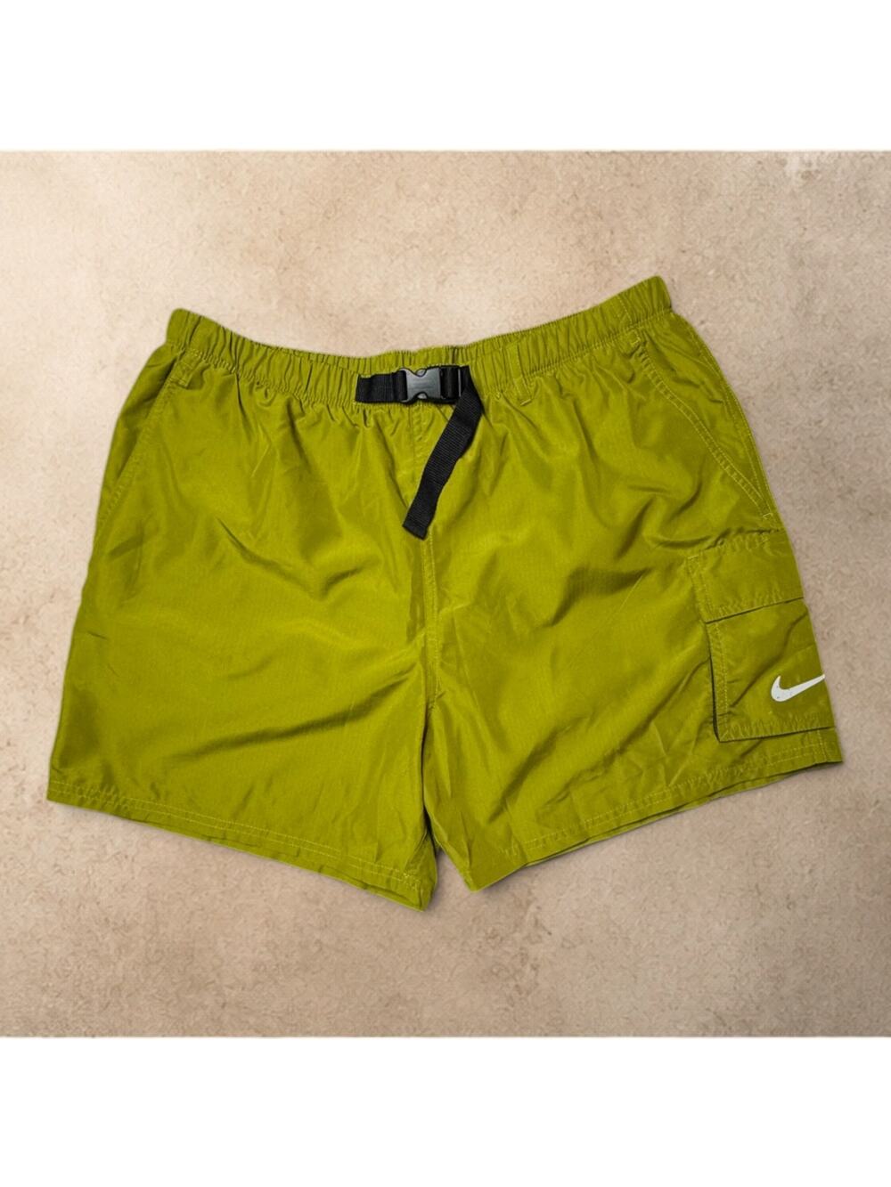 Nike ACG Cargo Swim Shorts Men’s Large Green Adjustable Belted Water Shorts NWT